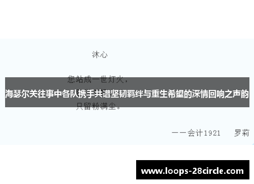 海瑟尔关往事中各队携手共谱坚韧羁绊与重生希望的深情回响之声韵 海瑟尔关往事中各队携手共谱坚韧羁绊与重生希望的深情回响之声韵